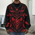Red Samurai Mask Print Men's Shirt Jacket
