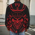 Red Samurai Mask Print Men's Shirt Jacket