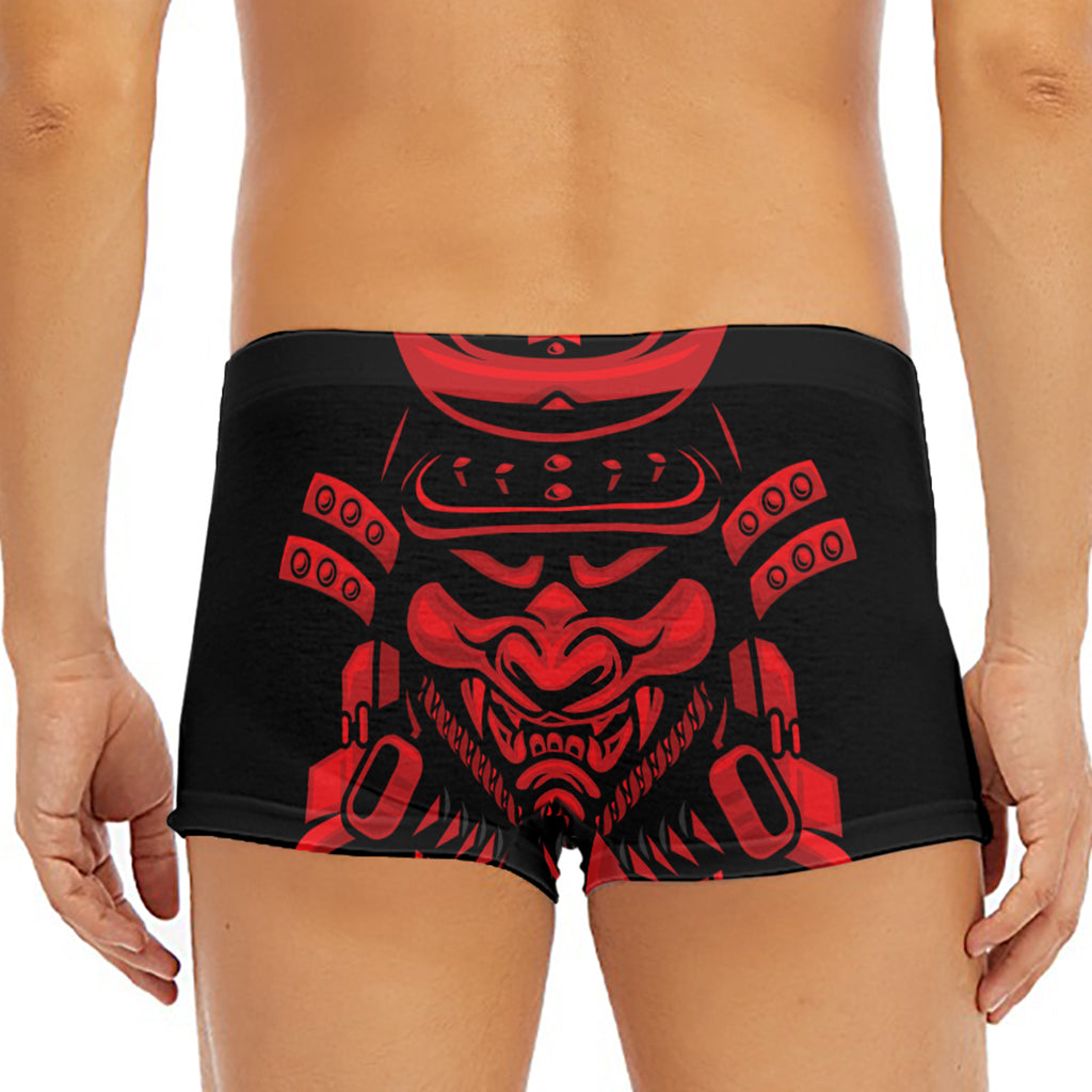 Red Samurai Mask Print Men's Short Boxer Briefs