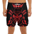 Red Samurai Mask Print Men's Split Running Shorts