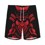 Red Samurai Mask Print Men's Sports Shorts