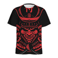 Red Samurai Mask Print Men's Athletic T-Shirt