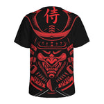 Red Samurai Mask Print Men's Sports T-Shirt