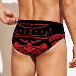 Red Samurai Mask Print Men's Swim Briefs