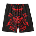 Red Samurai Mask Print Men's Swim Trunks