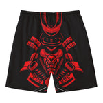 Red Samurai Mask Print Men's Swim Trunks