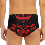 Red Samurai Mask Print Men's Triangle Swim Briefs