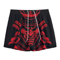Red Samurai Mask Print Mesh Shorts