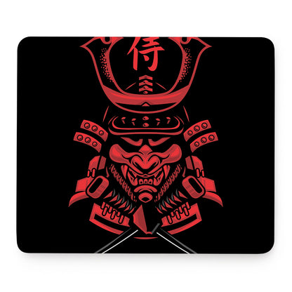 Red Samurai Mask Print Mouse Pad