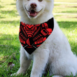 Red Samurai Mask Print Over The Collar Dog Bandana