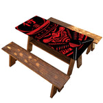 Red Samurai Mask Print Picnic Table Cover