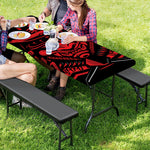 Red Samurai Mask Print Picnic Table Cover