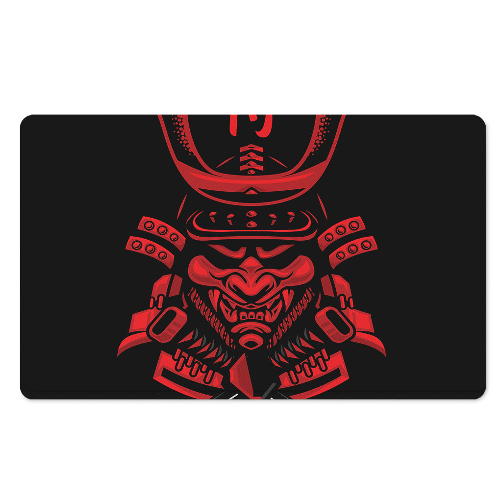 Red Samurai Mask Print Polyester Doormat