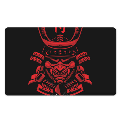 Red Samurai Mask Print Polyester Doormat
