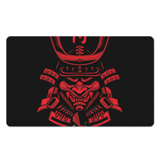 Red Samurai Mask Print Polyester Doormat