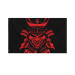Red Samurai Mask Print Polyester Flag