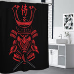 Red Samurai Mask Print Premium Shower Curtain