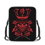 Red Samurai Mask Print Rectangular Crossbody Bag