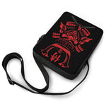Red Samurai Mask Print Rectangular Crossbody Bag