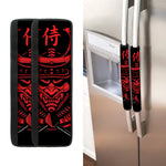 Red Samurai Mask Print Refrigerator Handle Covers
