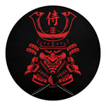 Red Samurai Mask Print Round Blanket