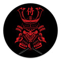 Red Samurai Mask Print Round Floor Mat
