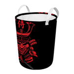Red Samurai Mask Print Round Laundry Basket
