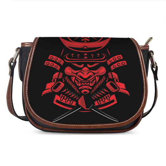 Red Samurai Mask Print Saddle Bag