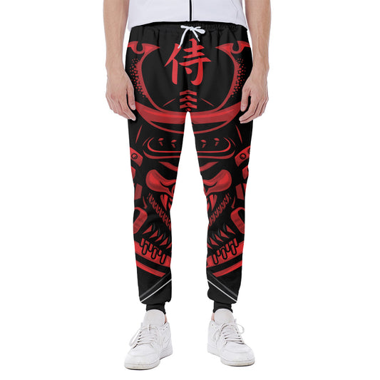 Red Samurai Mask Print Scuba Joggers