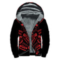Red Samurai Mask Print Sherpa Lined Zip Up Hoodie