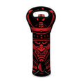 Red Samurai Mask Print Single Neoprene Wine Tote