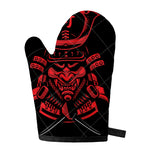 Red Samurai Mask Print Single Oven Mitt