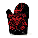 Red Samurai Mask Print Single Oven Mitt