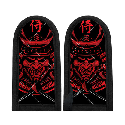 Red Samurai Mask Print Skillet Handle Cover