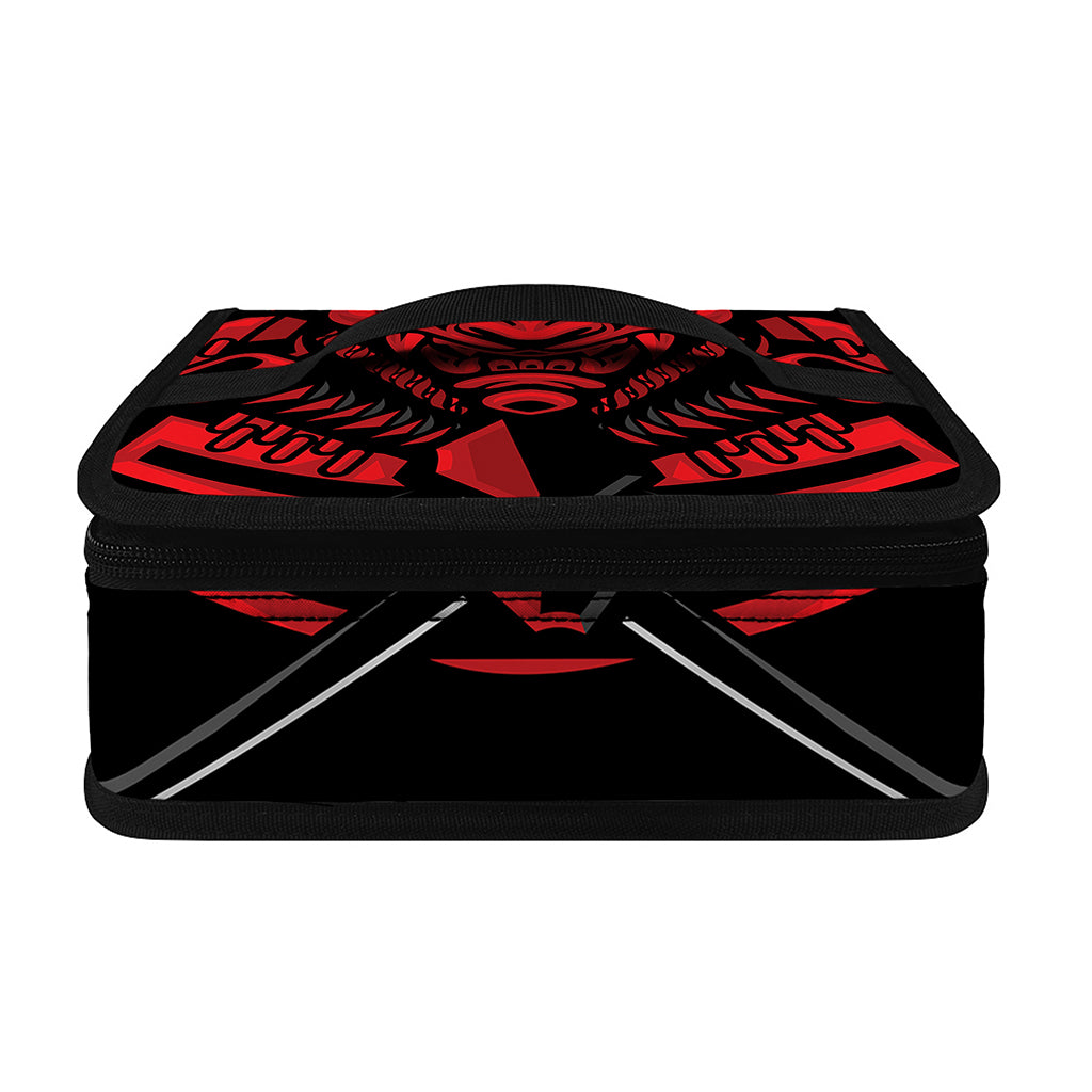 Red Samurai Mask Print Small Lunch Bag