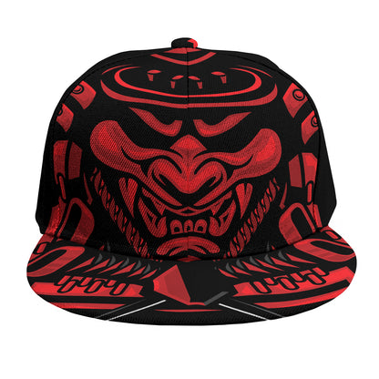 Red Samurai Mask Print Snapback Cap