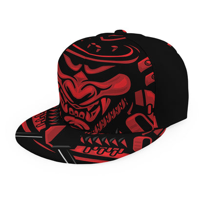 Red Samurai Mask Print Snapback Cap