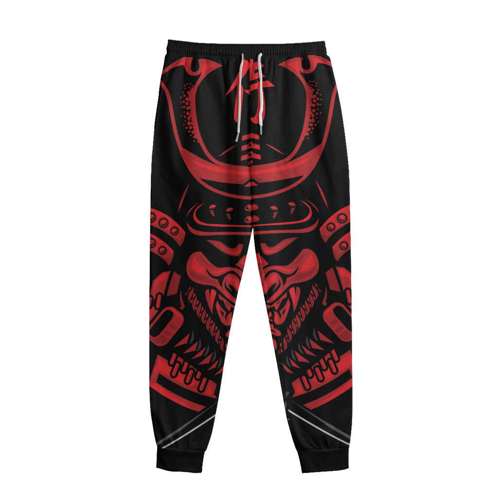 Red Samurai Mask Print Sweatpants