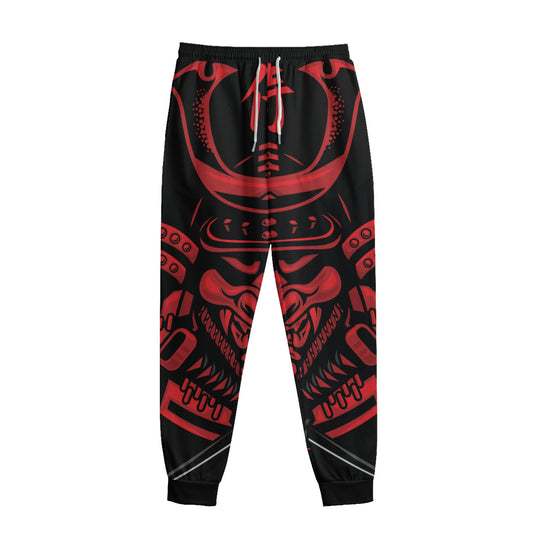 Red Samurai Mask Print Sweatpants