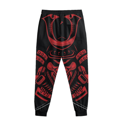 Red Samurai Mask Print Sweatpants