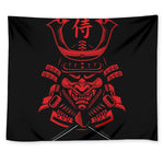 Red Samurai Mask Print Tapestry