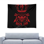 Red Samurai Mask Print Tapestry
