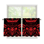 Red Samurai Mask Print Tier Curtains