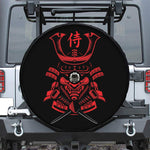 Red Samurai Mask Print Tire Cover With Camera Hole