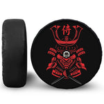 Red Samurai Mask Print Tire Cover With Camera Hole