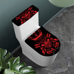 Red Samurai Mask Print Toilet Lid And Tank Cover Set