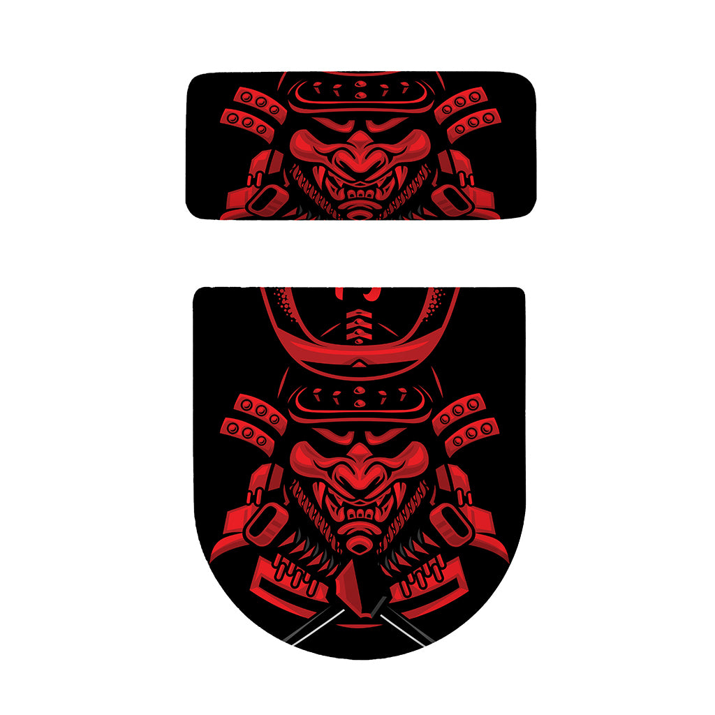 Red Samurai Mask Print Toilet Lid And Tank Cover Set