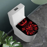 Red Samurai Mask Print Toilet Lid Cover
