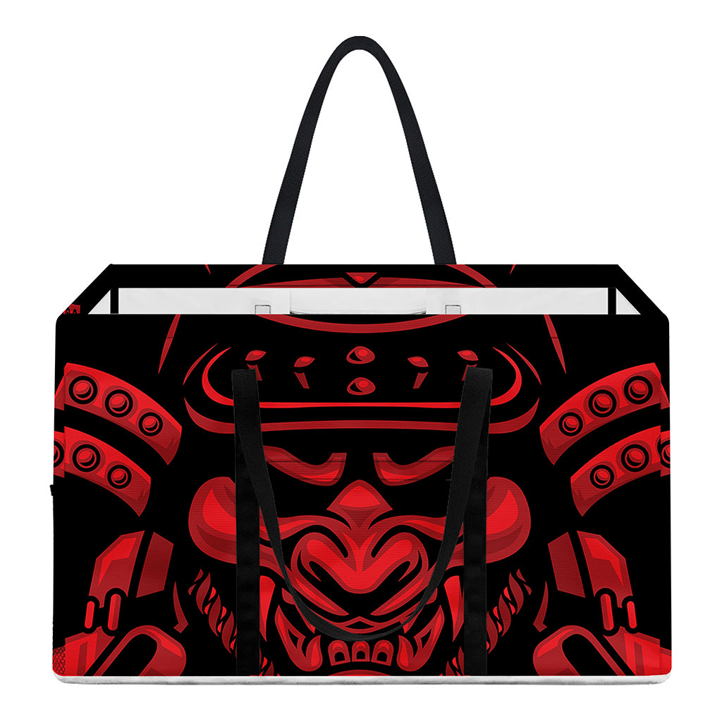 Red Samurai Mask Print Utility Tote Bag