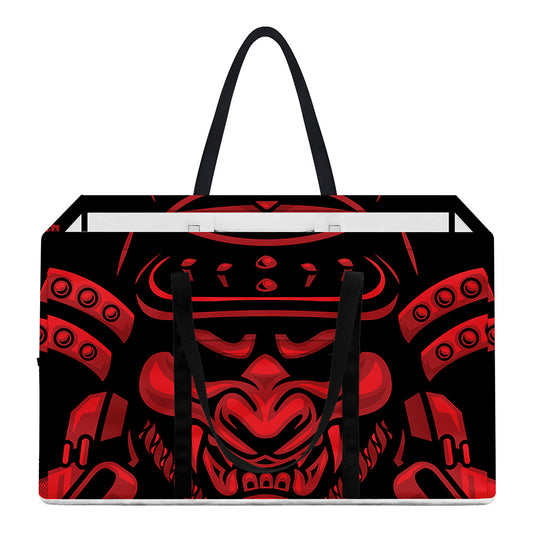 Red Samurai Mask Print Utility Tote Bag